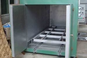 Light green oven with track