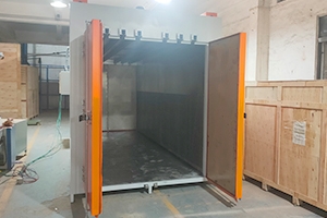 Equipped with track mounted drying oven