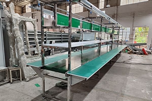 Double sided strip workbench assembly line
