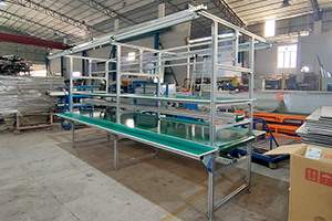 Double layer belt assembly line